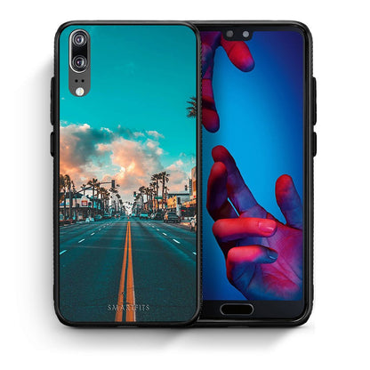 Θήκη Huawei P20 City Landscape από τη Smartfits με σχέδιο στο πίσω μέρος και μαύρο περίβλημα | Huawei P20 City Landscape case with colorful back and black bezels