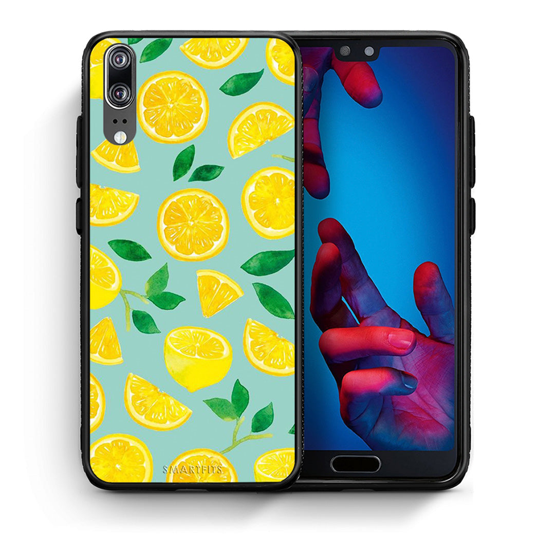 Θήκη Huawei P20 Lemons από τη Smartfits με σχέδιο στο πίσω μέρος και μαύρο περίβλημα | Huawei P20 Lemons case with colorful back and black bezels