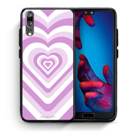 Thumbnail for Θήκη Huawei P20 Lilac Hearts από τη Smartfits με σχέδιο στο πίσω μέρος και μαύρο περίβλημα | Huawei P20 Lilac Hearts case with colorful back and black bezels