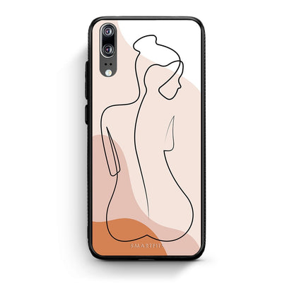 Huawei P20 LineArt Woman θήκη από τη Smartfits με σχέδιο στο πίσω μέρος και μαύρο περίβλημα | Smartphone case with colorful back and black bezels by Smartfits