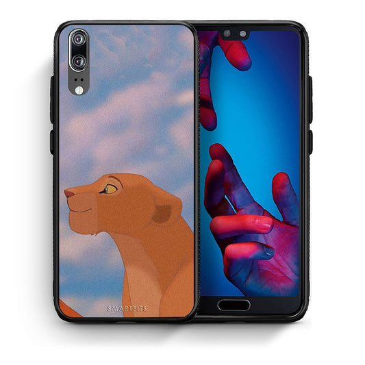 Θήκη Αγίου Βαλεντίνου Huawei P20 Lion Love 2 από τη Smartfits με σχέδιο στο πίσω μέρος και μαύρο περίβλημα | Huawei P20 Lion Love 2 case with colorful back and black bezels
