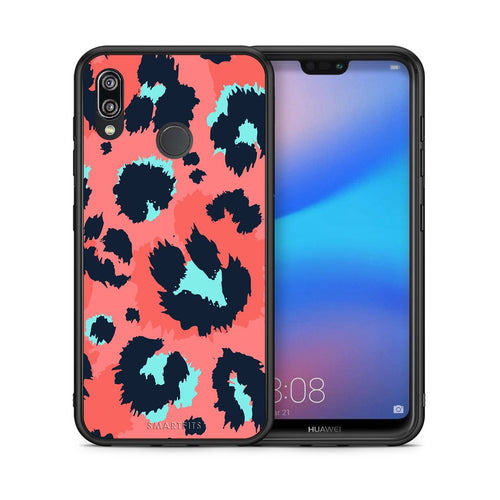 Θήκη Huawei P20 Lite Pink Leopard Animal από τη Smartfits με σχέδιο στο πίσω μέρος και μαύρο περίβλημα | Huawei P20 Lite Pink Leopard Animal case with colorful back and black bezels