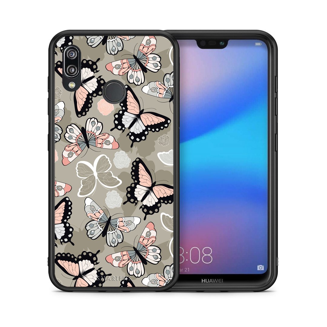 Θήκη Huawei P20 Lite Butterflies Boho από τη Smartfits με σχέδιο στο πίσω μέρος και μαύρο περίβλημα | Huawei P20 Lite Butterflies Boho case with colorful back and black bezels