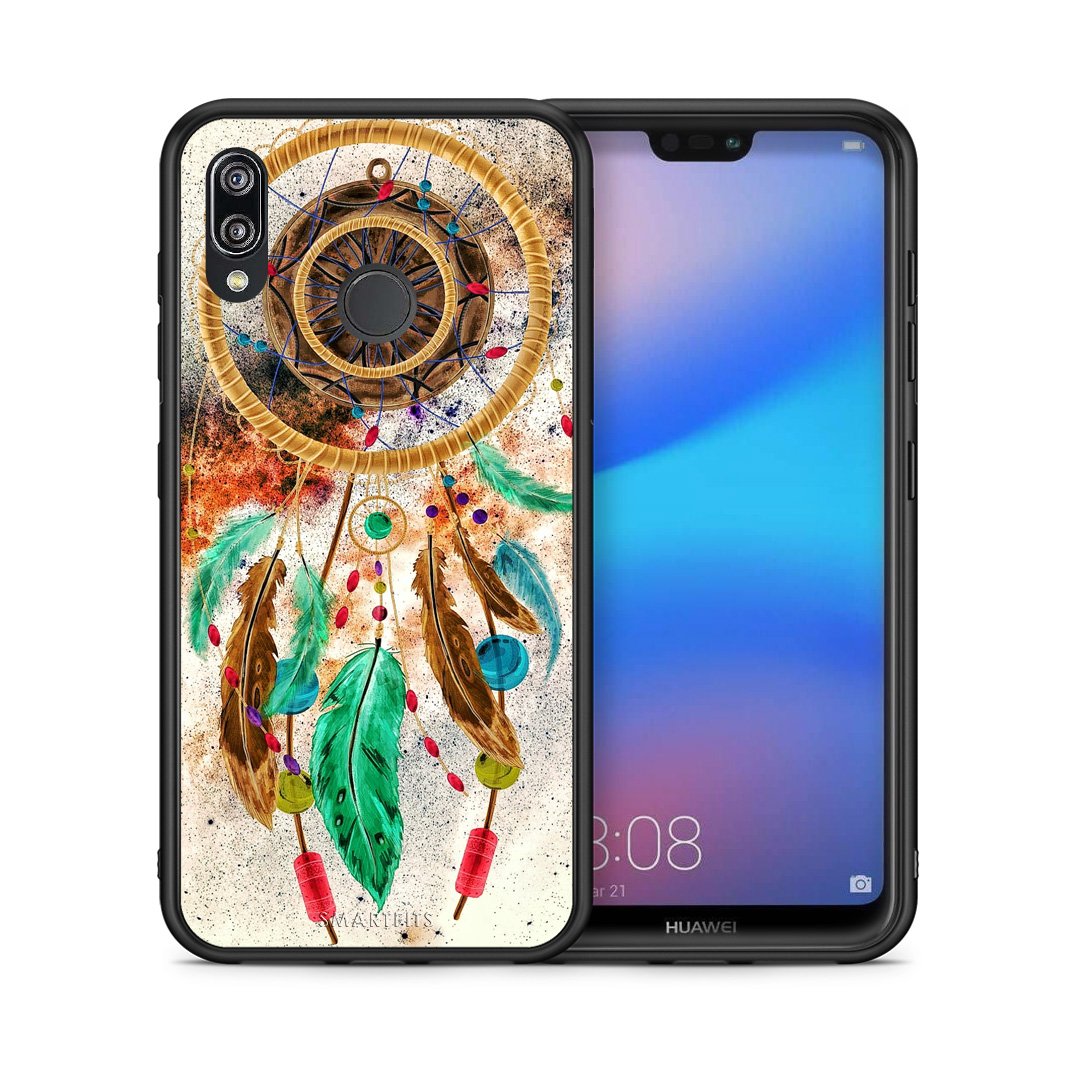 Θήκη Huawei P20 Lite DreamCatcher Boho από τη Smartfits με σχέδιο στο πίσω μέρος και μαύρο περίβλημα | Huawei P20 Lite DreamCatcher Boho case with colorful back and black bezels