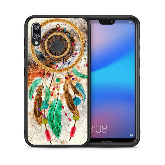 Θήκη Huawei P20 Lite DreamCatcher Boho από τη Smartfits με σχέδιο στο πίσω μέρος και μαύρο περίβλημα | Huawei P20 Lite DreamCatcher Boho case with colorful back and black bezels