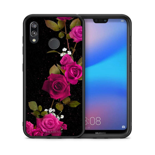 Θήκη Huawei P20 Lite Red Roses Flower από τη Smartfits με σχέδιο στο πίσω μέρος και μαύρο περίβλημα | Huawei P20 Lite Red Roses Flower case with colorful back and black bezels