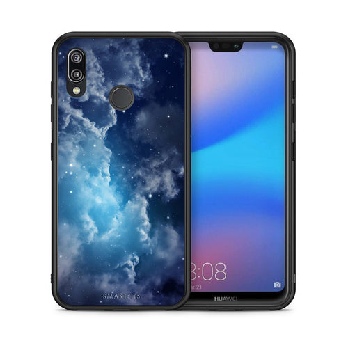 Θήκη Huawei P20 Lite Blue Sky Galaxy από τη Smartfits με σχέδιο στο πίσω μέρος και μαύρο περίβλημα | Huawei P20 Lite Blue Sky Galaxy case with colorful back and black bezels