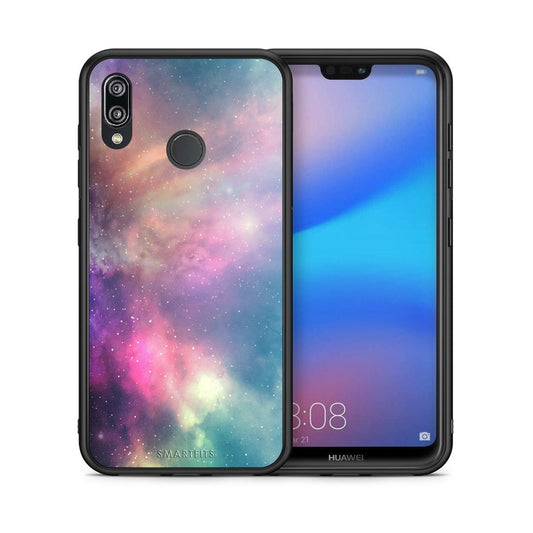 Θήκη Huawei P20 Lite Rainbow Galaxy από τη Smartfits με σχέδιο στο πίσω μέρος και μαύρο περίβλημα | Huawei P20 Lite Rainbow Galaxy case with colorful back and black bezels