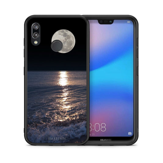 Θήκη Huawei P20 Lite Moon Landscape από τη Smartfits με σχέδιο στο πίσω μέρος και μαύρο περίβλημα | Huawei P20 Lite Moon Landscape case with colorful back and black bezels