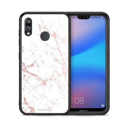 Θήκη Huawei P20 Lite Pink Splash Marble από τη Smartfits με σχέδιο στο πίσω μέρος και μαύρο περίβλημα | Huawei P20 Lite Pink Splash Marble case with colorful back and black bezels
