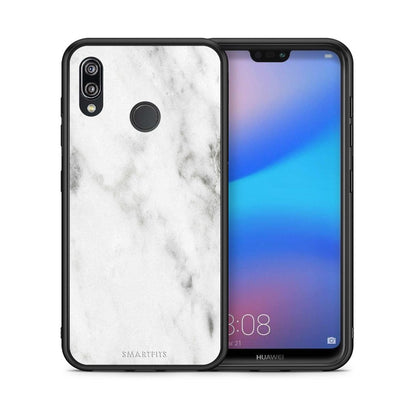 Θήκη Huawei P20 Lite White Marble από τη Smartfits με σχέδιο στο πίσω μέρος και μαύρο περίβλημα | Huawei P20 Lite White Marble case with colorful back and black bezels