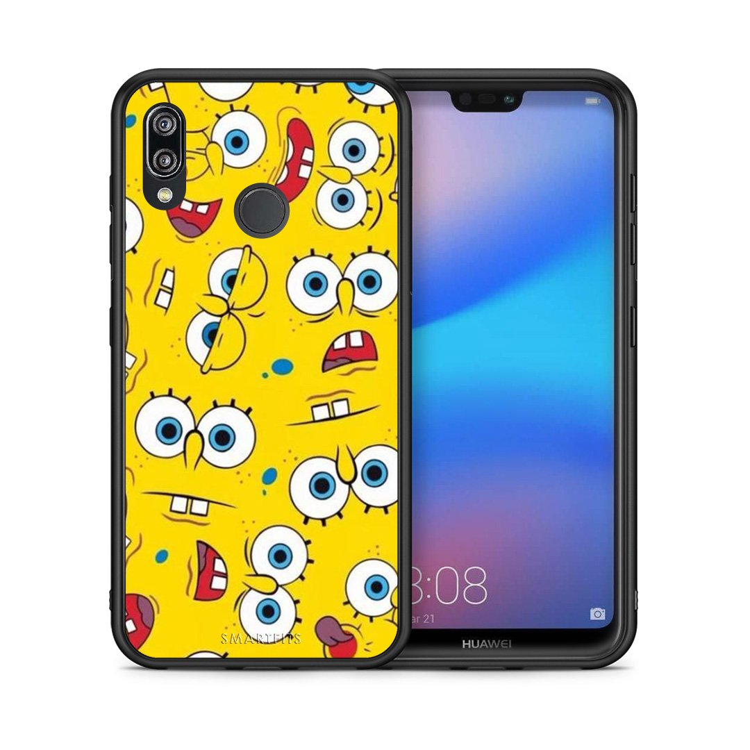 Θήκη Huawei P20 Lite Sponge PopArt από τη Smartfits με σχέδιο στο πίσω μέρος και μαύρο περίβλημα | Huawei P20 Lite Sponge PopArt case with colorful back and black bezels