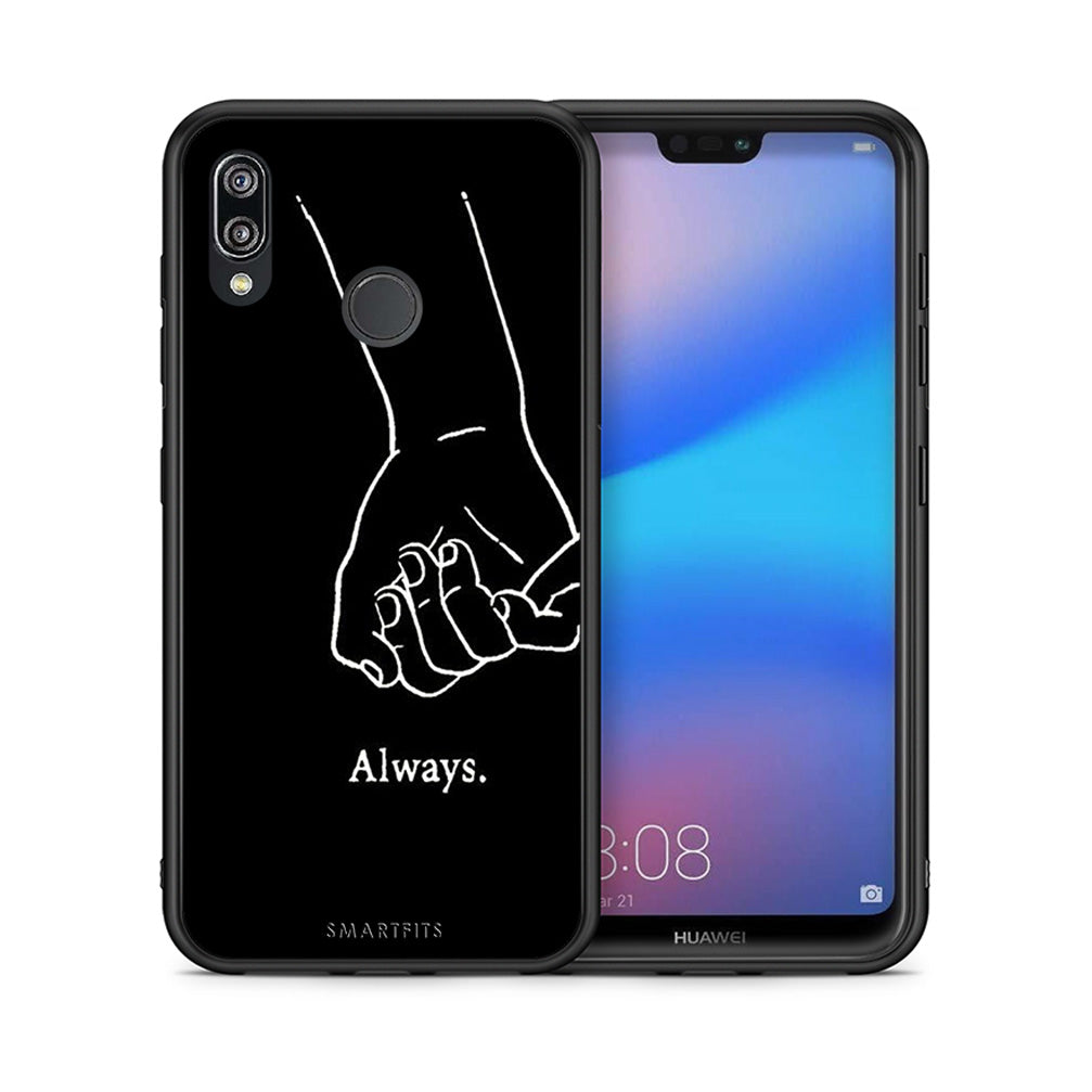 Θήκη Αγίου Βαλεντίνου Huawei P20 Lite Always & Forever 1 από τη Smartfits με σχέδιο στο πίσω μέρος και μαύρο περίβλημα | Huawei P20 Lite Always & Forever 1 case with colorful back and black bezels