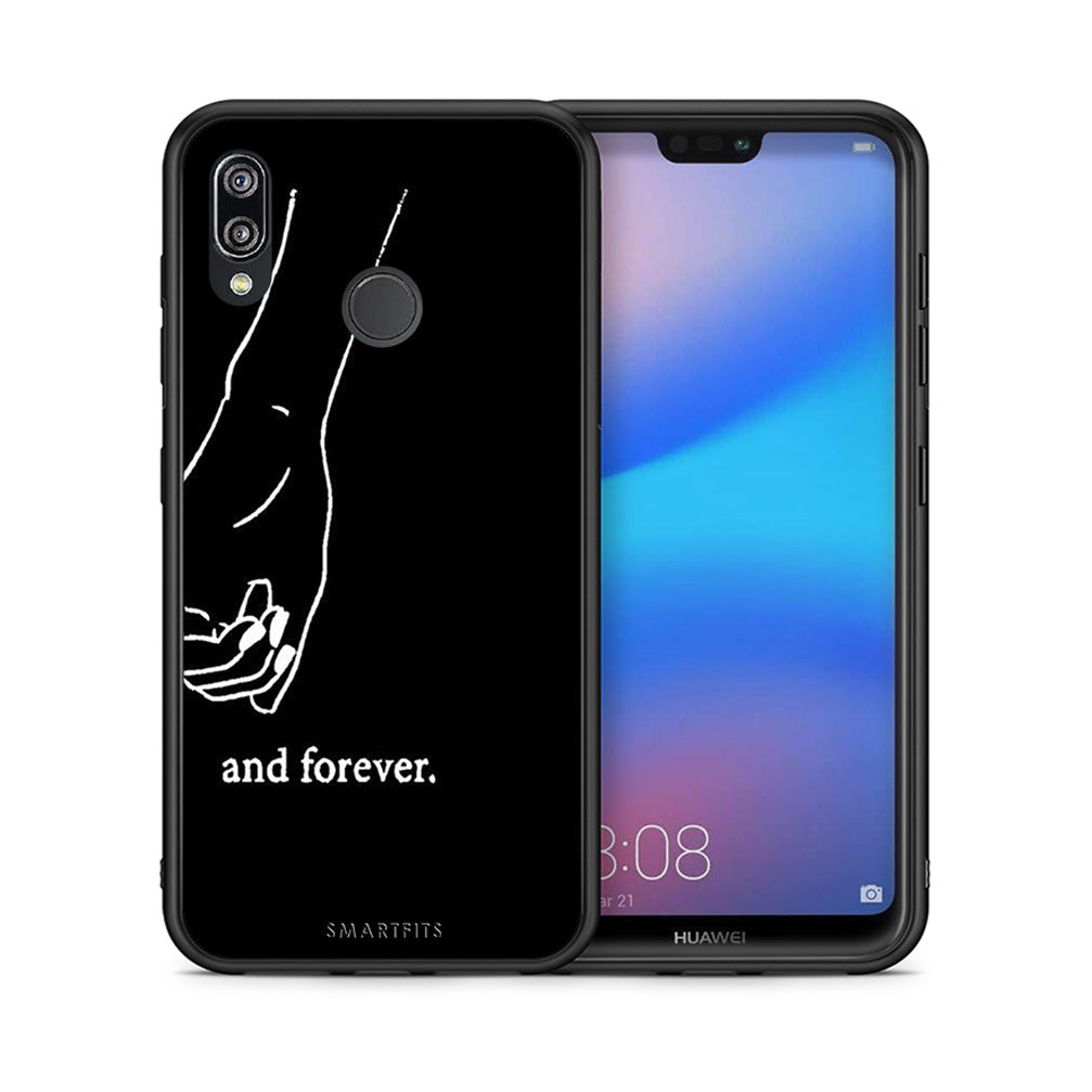 Θήκη Αγίου Βαλεντίνου Huawei P20 Lite Always & Forever 2 από τη Smartfits με σχέδιο στο πίσω μέρος και μαύρο περίβλημα | Huawei P20 Lite Always & Forever 2 case with colorful back and black bezels