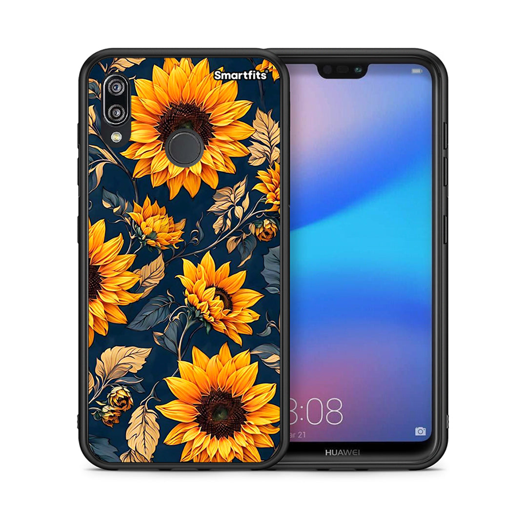 Θήκη Huawei P20 Lite Autumn Sunflowers από τη Smartfits με σχέδιο στο πίσω μέρος και μαύρο περίβλημα | Huawei P20 Lite Autumn Sunflowers case with colorful back and black bezels