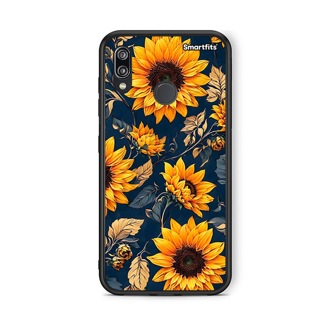 Huawei P20 Lite Autumn Sunflowers Θήκη από τη Smartfits με σχέδιο στο πίσω μέρος και μαύρο περίβλημα | Smartphone case with colorful back and black bezels by Smartfits