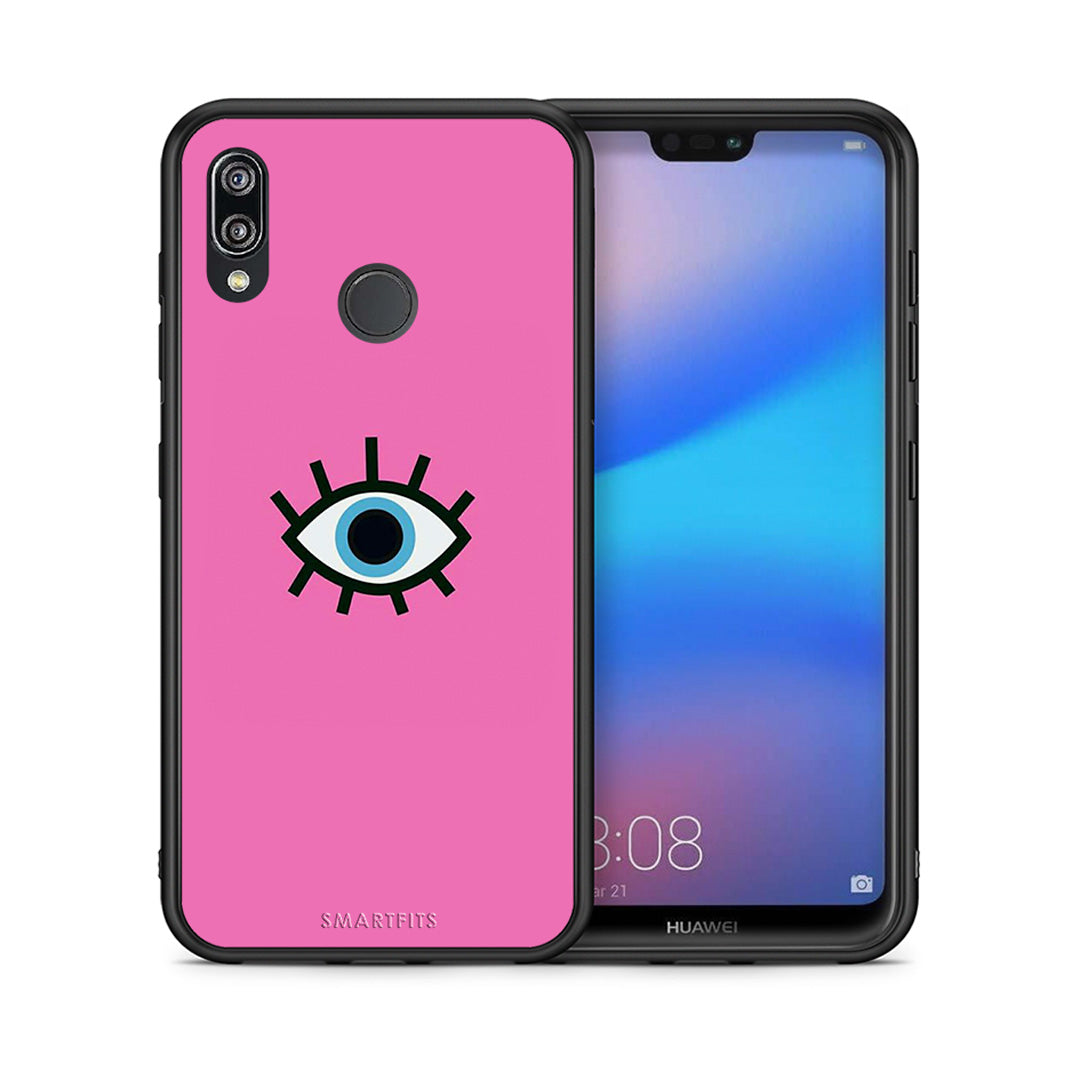 Θήκη Huawei P20 Lite Blue Eye Pink από τη Smartfits με σχέδιο στο πίσω μέρος και μαύρο περίβλημα | Huawei P20 Lite Blue Eye Pink case with colorful back and black bezels