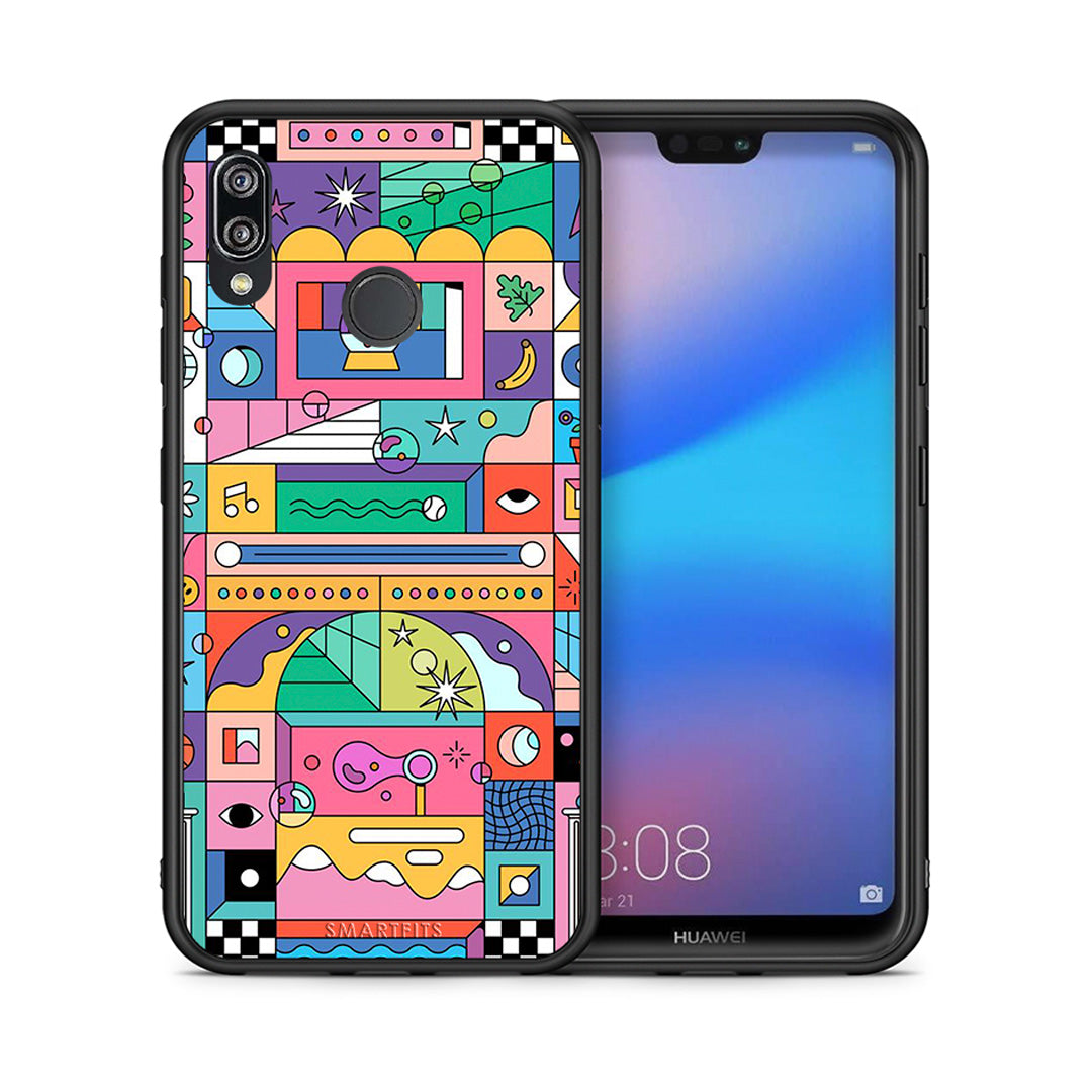 Θήκη Huawei P20 Lite Bubbles Soap από τη Smartfits με σχέδιο στο πίσω μέρος και μαύρο περίβλημα | Huawei P20 Lite Bubbles Soap case with colorful back and black bezels