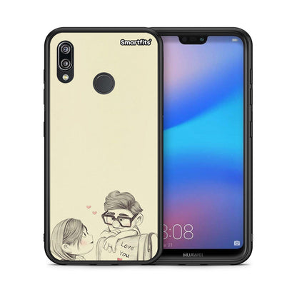 Θήκη Huawei P20 Lite Carl And Ellie από τη Smartfits με σχέδιο στο πίσω μέρος και μαύρο περίβλημα | Huawei P20 Lite Carl And Ellie case with colorful back and black bezels