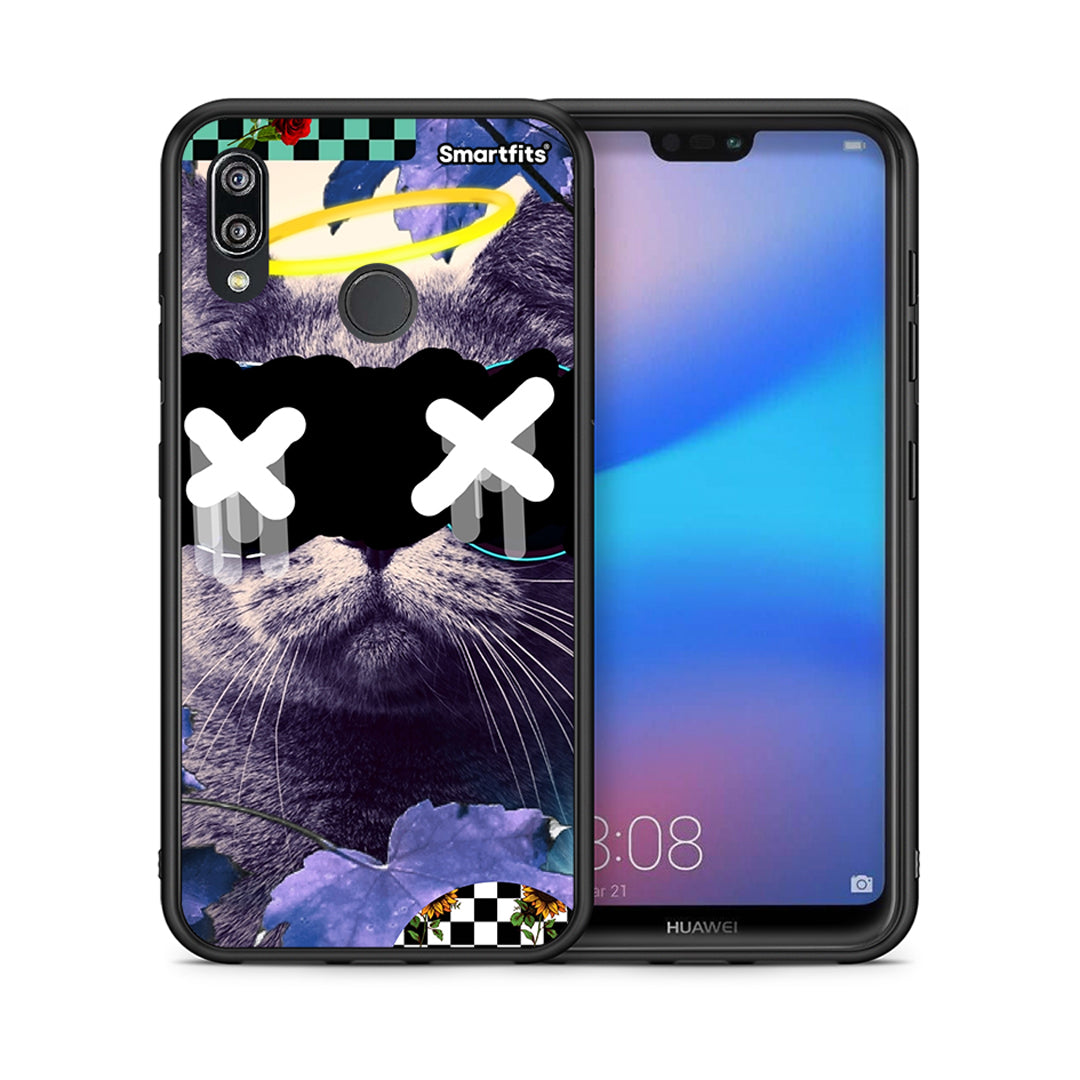Θήκη Huawei P20 Lite Cat Collage από τη Smartfits με σχέδιο στο πίσω μέρος και μαύρο περίβλημα | Huawei P20 Lite Cat Collage case with colorful back and black bezels