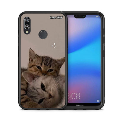 Θήκη Huawei P20 Lite Cats In Love από τη Smartfits με σχέδιο στο πίσω μέρος και μαύρο περίβλημα | Huawei P20 Lite Cats In Love case with colorful back and black bezels