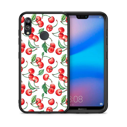Θήκη Huawei P20 Lite Cherry Summer από τη Smartfits με σχέδιο στο πίσω μέρος και μαύρο περίβλημα | Huawei P20 Lite Cherry Summer case with colorful back and black bezels