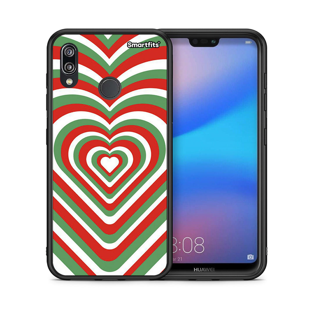 Θήκη Huawei P20 Lite Christmas Hearts από τη Smartfits με σχέδιο στο πίσω μέρος και μαύρο περίβλημα | Huawei P20 Lite Christmas Hearts case with colorful back and black bezels