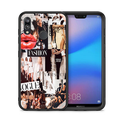Θήκη Αγίου Βαλεντίνου Huawei P20 Lite Collage Fashion από τη Smartfits με σχέδιο στο πίσω μέρος και μαύρο περίβλημα | Huawei P20 Lite Collage Fashion case with colorful back and black bezels