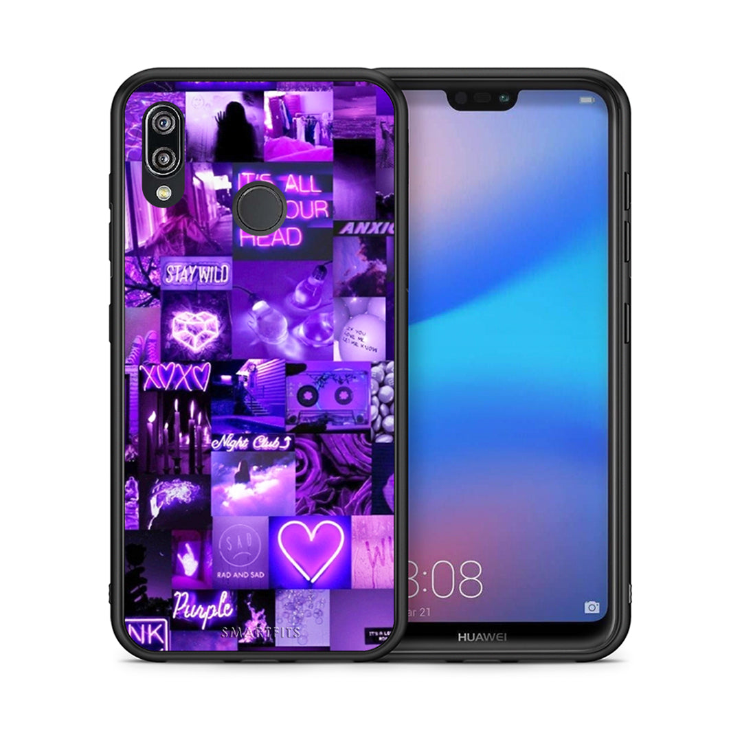 Θήκη Αγίου Βαλεντίνου Huawei P20 Lite Collage Stay Wild από τη Smartfits με σχέδιο στο πίσω μέρος και μαύρο περίβλημα | Huawei P20 Lite Collage Stay Wild case with colorful back and black bezels