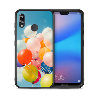 Θήκη Huawei P20 Lite Colorful Balloons από τη Smartfits με σχέδιο στο πίσω μέρος και μαύρο περίβλημα | Huawei P20 Lite Colorful Balloons case with colorful back and black bezels