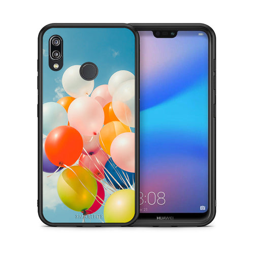 Θήκη Huawei P20 Lite Colorful Balloons από τη Smartfits με σχέδιο στο πίσω μέρος και μαύρο περίβλημα | Huawei P20 Lite Colorful Balloons case with colorful back and black bezels