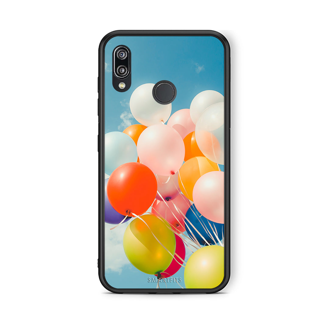 Huawei P20 Lite Colorful Balloons θήκη από τη Smartfits με σχέδιο στο πίσω μέρος και μαύρο περίβλημα | Smartphone case with colorful back and black bezels by Smartfits