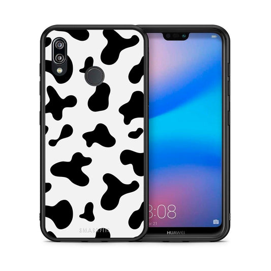 Θήκη Huawei P20 Lite Cow Print από τη Smartfits με σχέδιο στο πίσω μέρος και μαύρο περίβλημα | Huawei P20 Lite Cow Print case with colorful back and black bezels
