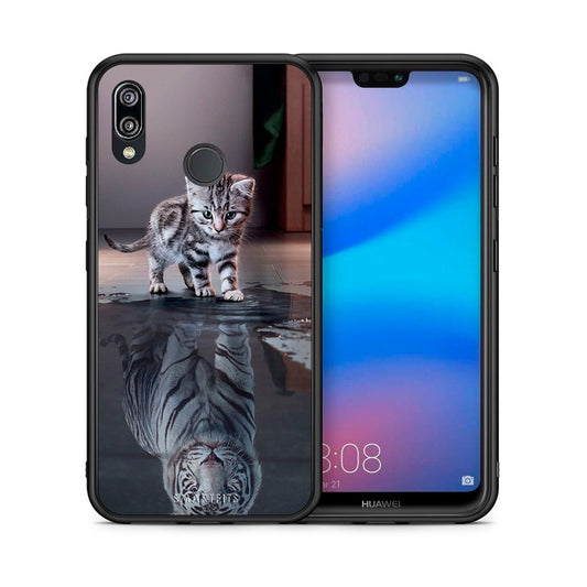 Θήκη Huawei P20 Lite Tiger Cute από τη Smartfits με σχέδιο στο πίσω μέρος και μαύρο περίβλημα | Huawei P20 Lite Tiger Cute case with colorful back and black bezels