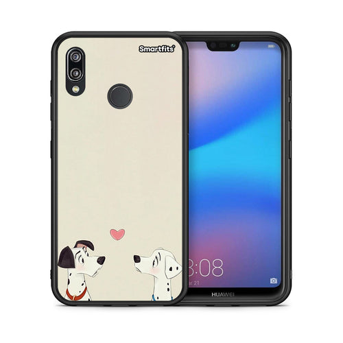 Θήκη Huawei P20 Lite Dalmatians Love από τη Smartfits με σχέδιο στο πίσω μέρος και μαύρο περίβλημα | Huawei P20 Lite Dalmatians Love case with colorful back and black bezels