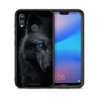 Thumbnail for Θήκη Huawei P20 Lite Dark Wolf από τη Smartfits με σχέδιο στο πίσω μέρος και μαύρο περίβλημα | Huawei P20 Lite Dark Wolf case with colorful back and black bezels