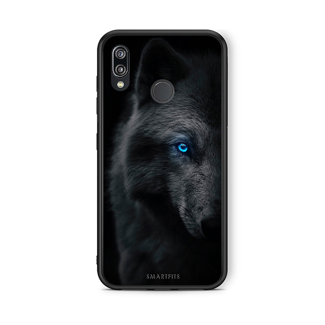 Huawei P20 Lite Dark Wolf θήκη από τη Smartfits με σχέδιο στο πίσω μέρος και μαύρο περίβλημα | Smartphone case with colorful back and black bezels by Smartfits