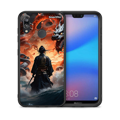 Θήκη Huawei P20 Lite Dragons Fight από τη Smartfits με σχέδιο στο πίσω μέρος και μαύρο περίβλημα | Huawei P20 Lite Dragons Fight case with colorful back and black bezels