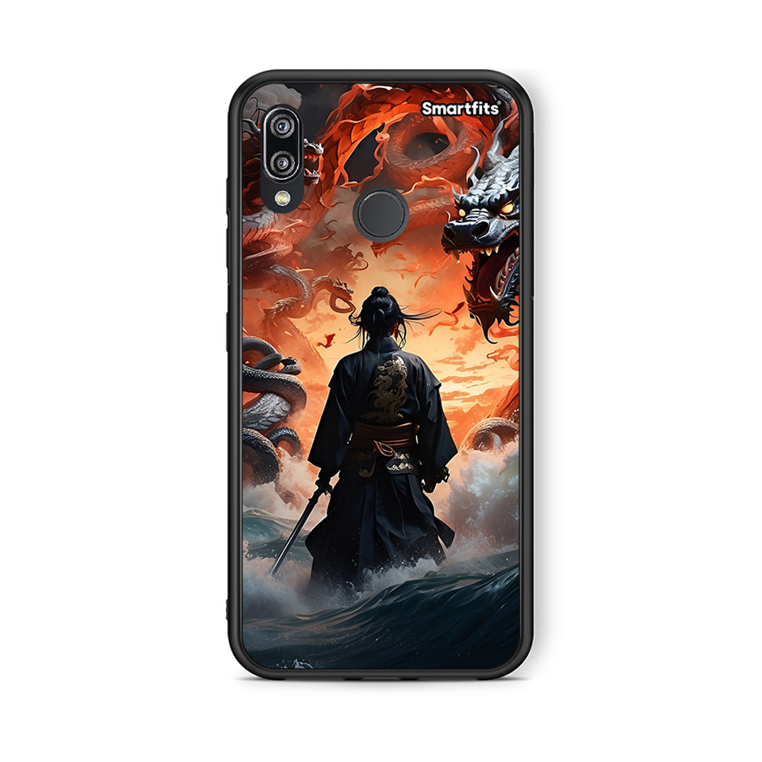 Huawei P20 Lite Dragons Fight θήκη από τη Smartfits με σχέδιο στο πίσω μέρος και μαύρο περίβλημα | Smartphone case with colorful back and black bezels by Smartfits