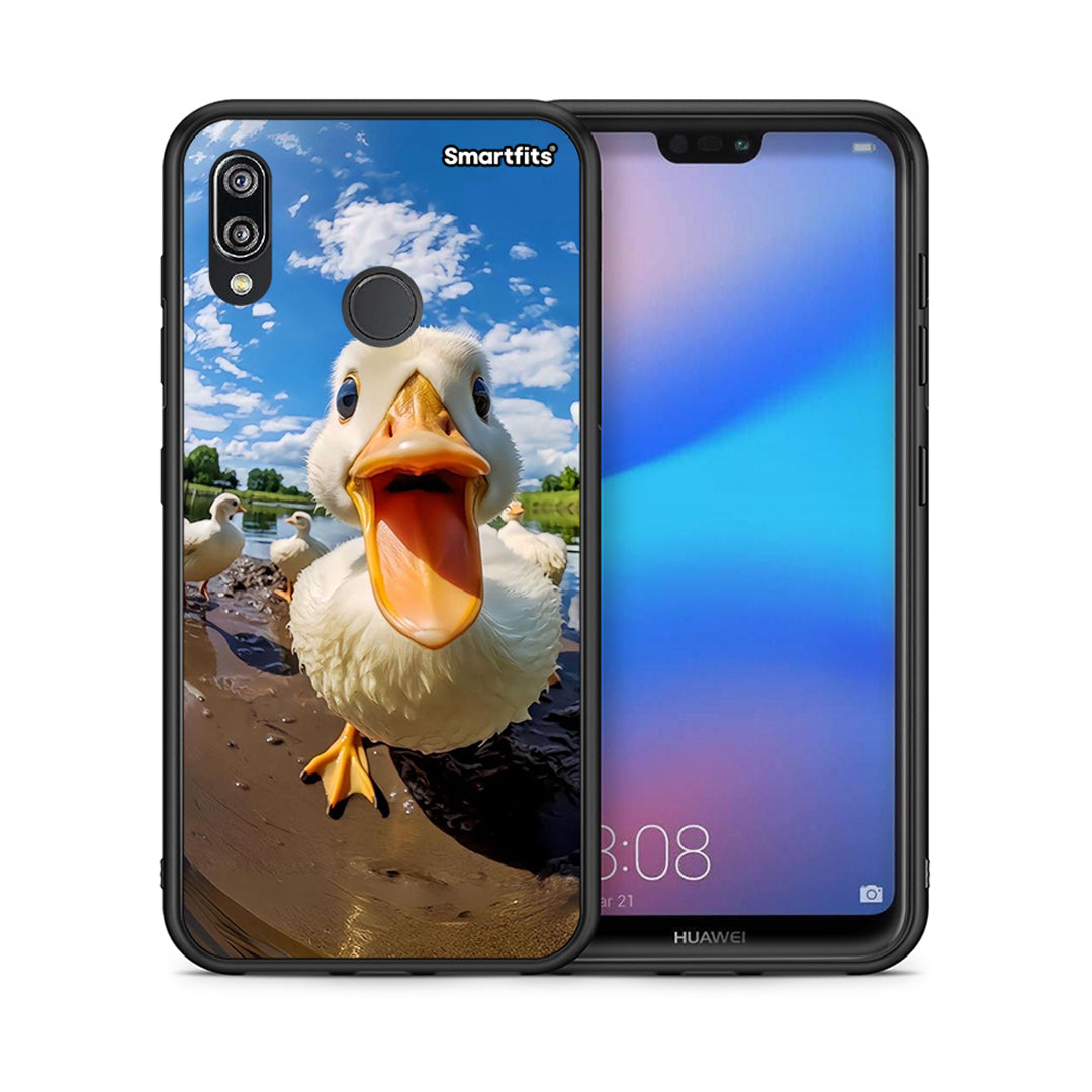 Θήκη Huawei P20 Lite Duck Face από τη Smartfits με σχέδιο στο πίσω μέρος και μαύρο περίβλημα | Huawei P20 Lite Duck Face case with colorful back and black bezels