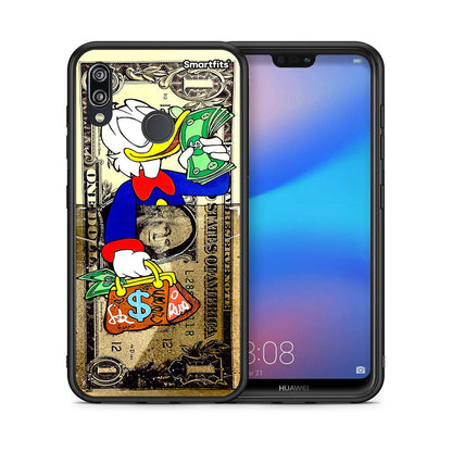 Θήκη Huawei P20 Lite Duck Money από τη Smartfits με σχέδιο στο πίσω μέρος και μαύρο περίβλημα | Huawei P20 Lite Duck Money case with colorful back and black bezels