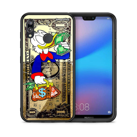 Θήκη Huawei P20 Lite Duck Money από τη Smartfits με σχέδιο στο πίσω μέρος και μαύρο περίβλημα | Huawei P20 Lite Duck Money case with colorful back and black bezels