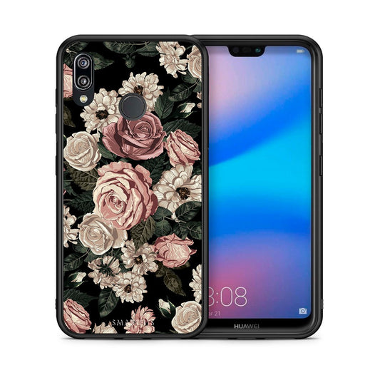 Θήκη Huawei P20 Lite Wild Roses Flower από τη Smartfits με σχέδιο στο πίσω μέρος και μαύρο περίβλημα | Huawei P20 Lite Wild Roses Flower case with colorful back and black bezels
