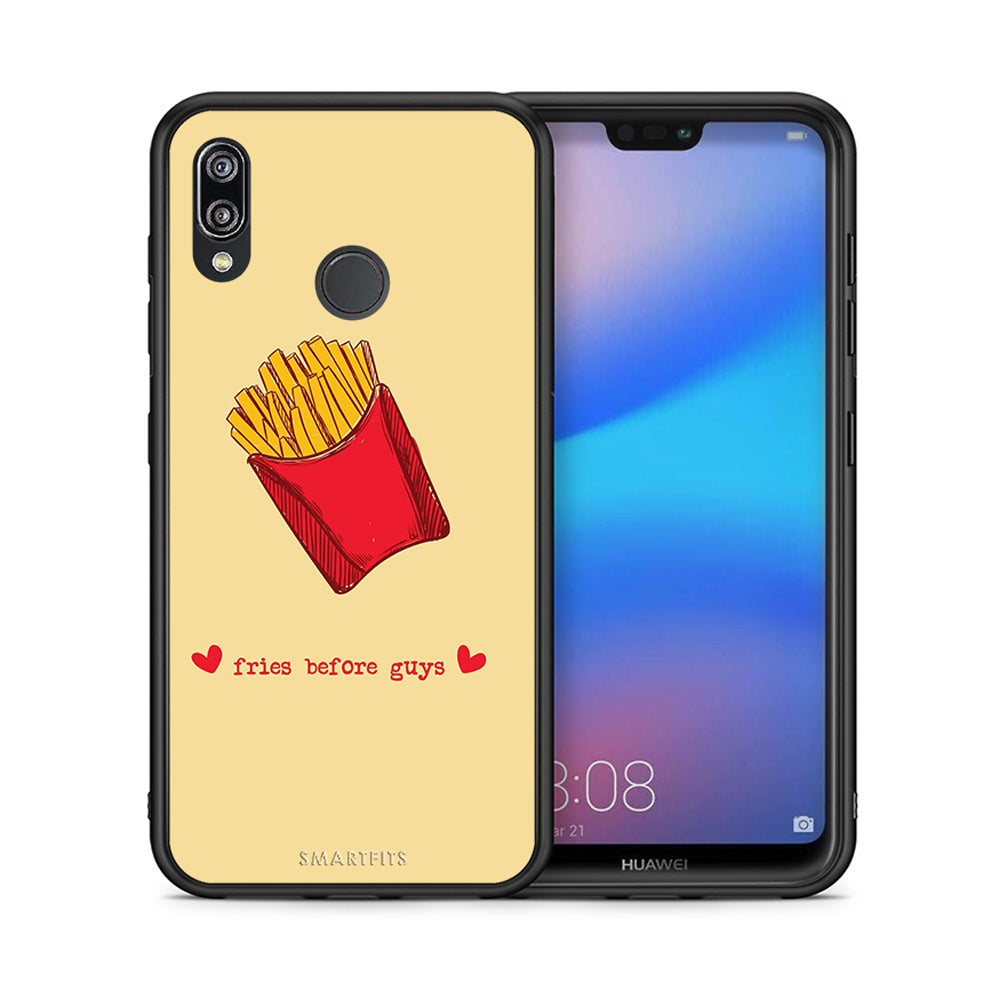 Θήκη Αγίου Βαλεντίνου Huawei P20 Lite Fries Before Guys από τη Smartfits με σχέδιο στο πίσω μέρος και μαύρο περίβλημα | Huawei P20 Lite Fries Before Guys case with colorful back and black bezels