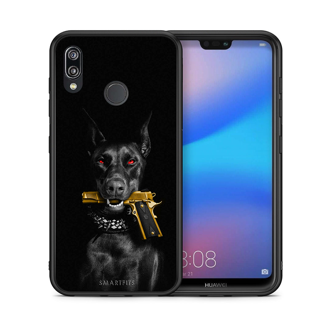 Θήκη Αγίου Βαλεντίνου Huawei P20 Lite Golden Gun από τη Smartfits με σχέδιο στο πίσω μέρος και μαύρο περίβλημα | Huawei P20 Lite Golden Gun case with colorful back and black bezels