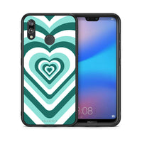 Thumbnail for Θήκη Huawei P20 Lite Green Hearts από τη Smartfits με σχέδιο στο πίσω μέρος και μαύρο περίβλημα | Huawei P20 Lite Green Hearts case with colorful back and black bezels