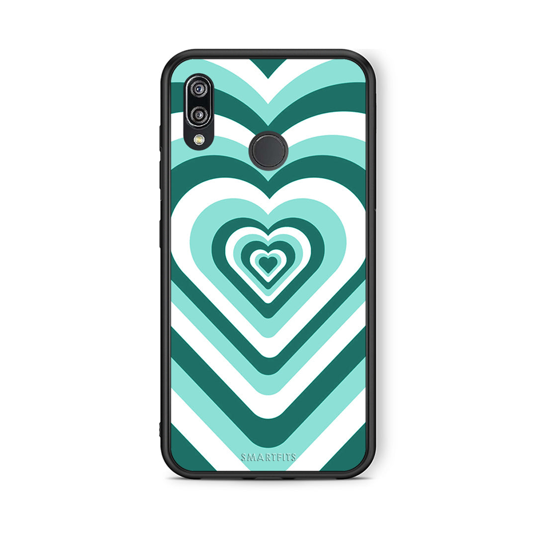 Huawei P20 Lite Green Hearts θήκη από τη Smartfits με σχέδιο στο πίσω μέρος και μαύρο περίβλημα | Smartphone case with colorful back and black bezels by Smartfits