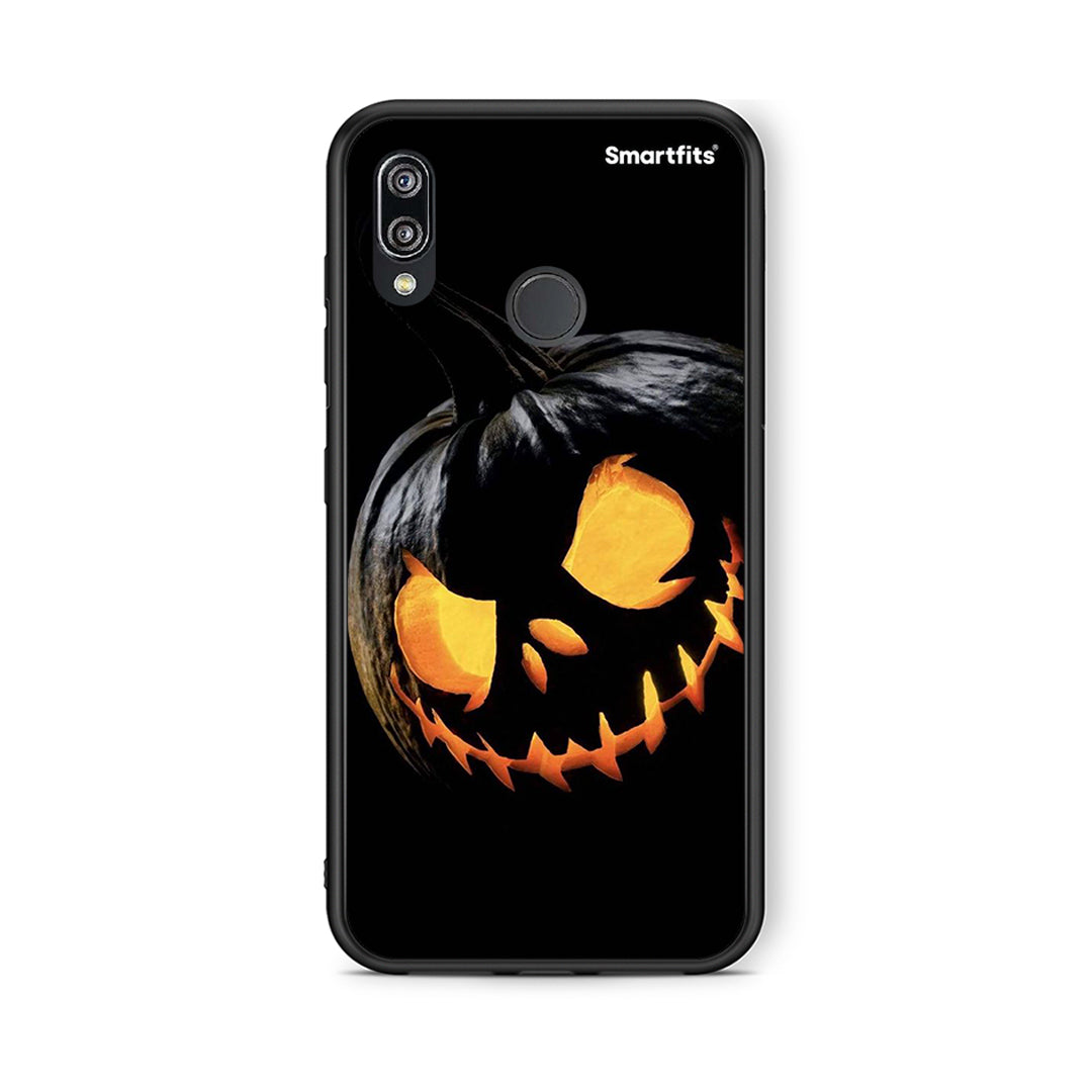 Huawei P20 Lite Halloween Scary Pumpkin Θήκη από τη Smartfits με σχέδιο στο πίσω μέρος και μαύρο περίβλημα | Smartphone case with colorful back and black bezels by Smartfits