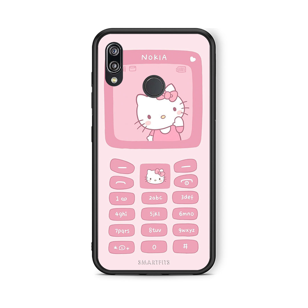 Huawei P20 Lite Hello Kitten Θήκη Αγίου Βαλεντίνου από τη Smartfits με σχέδιο στο πίσω μέρος και μαύρο περίβλημα | Smartphone case with colorful back and black bezels by Smartfits