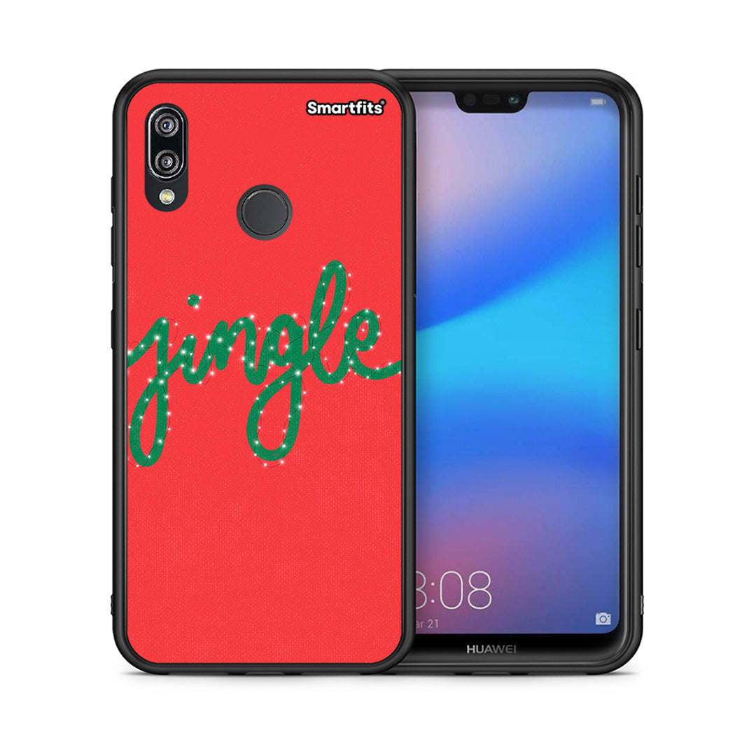 Θήκη Huawei P20 Lite Jingle Xmas από τη Smartfits με σχέδιο στο πίσω μέρος και μαύρο περίβλημα | Huawei P20 Lite Jingle Xmas case with colorful back and black bezels